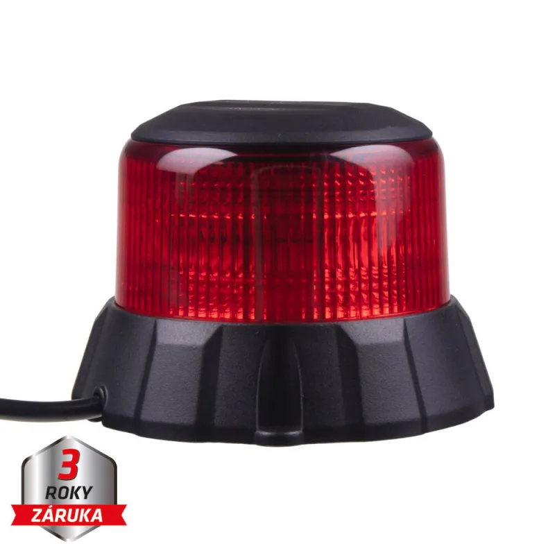 Robustní červený LED maják, černý hliník, 48W, ECE R65 wl403fixred