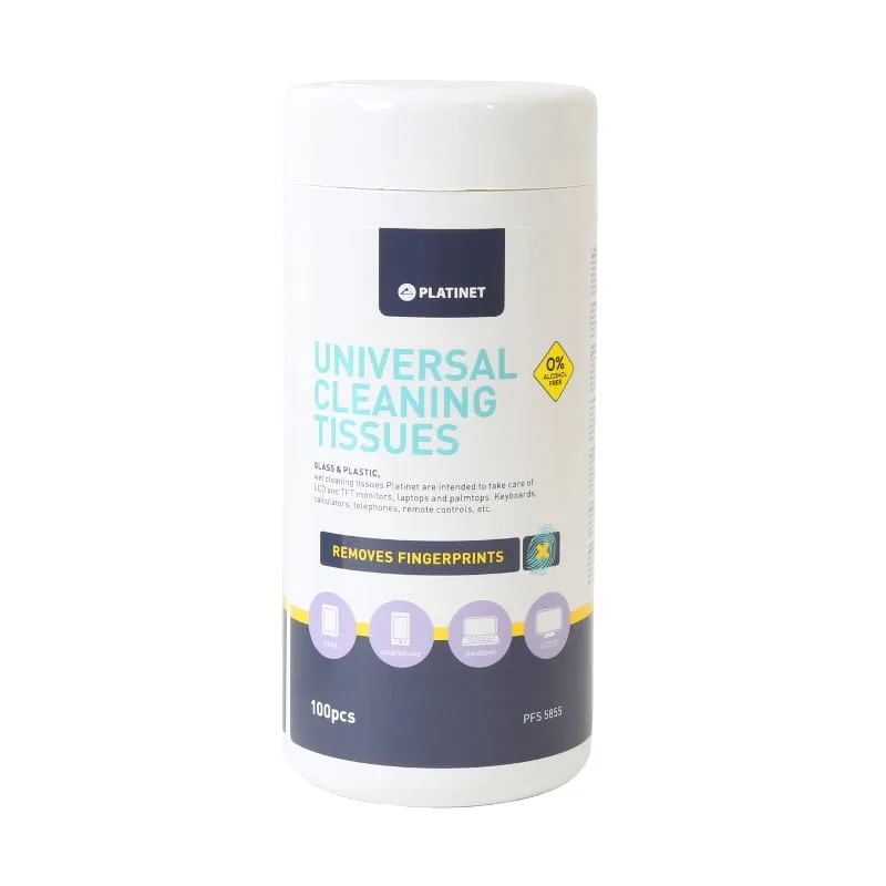 FELLOWES Platinet PFS5855 vlhčené čistící ubrousky na sklo a plasty 100 ks PLAPFS5855