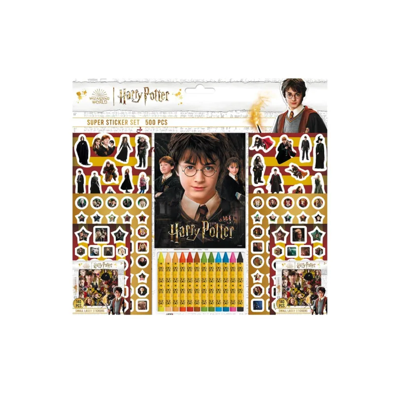 Jiri Models Samolepkový set 500ks Harry Potter s blokem a voskovkami 12ks v sáčku
