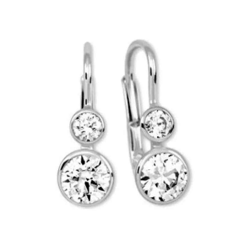 Strieborné náušnice so zirkónmi BENETO AGUC3558, 4-6 mm