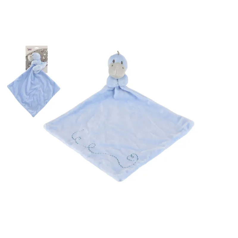 Teddies Dinosaurus uspávačik plyšový 24x24cm modrý na karte v sáčku 0+