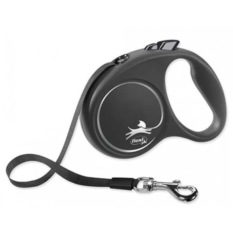 Vodítko Flexi Black Design M páska 5 m (do 25 kg) čierna