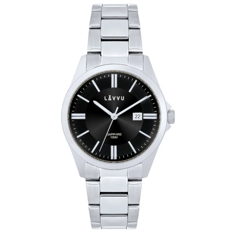 Pánske hodinky so zafírovým sklom HALLAND Blue Dark Grey LAVVU LWM0301