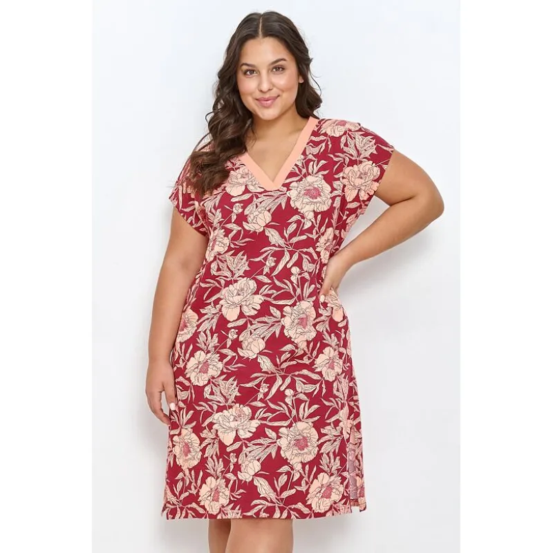 Dámska košieľka Blossom červená pre plnoštíhle 3XL