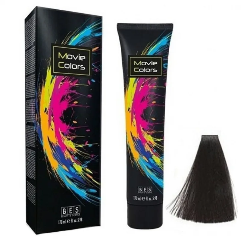 BES Movie Colors 1.0 Black - gélova farba na vlasy bez amoniaku 170ml - čierna