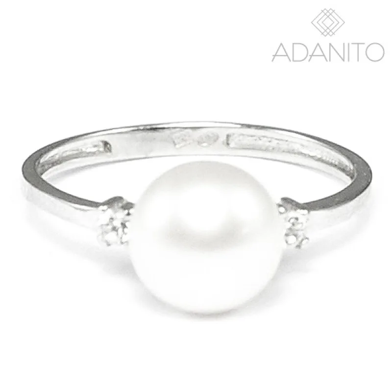 Strieborný prsteň s perlou a zirkónmi MOISS RP000318, 50