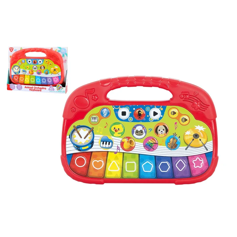 Teddies Pianko zvieratká plast 25cm pre najmenších na batérie so zvukom v krabici 28x20x4cm 12m+