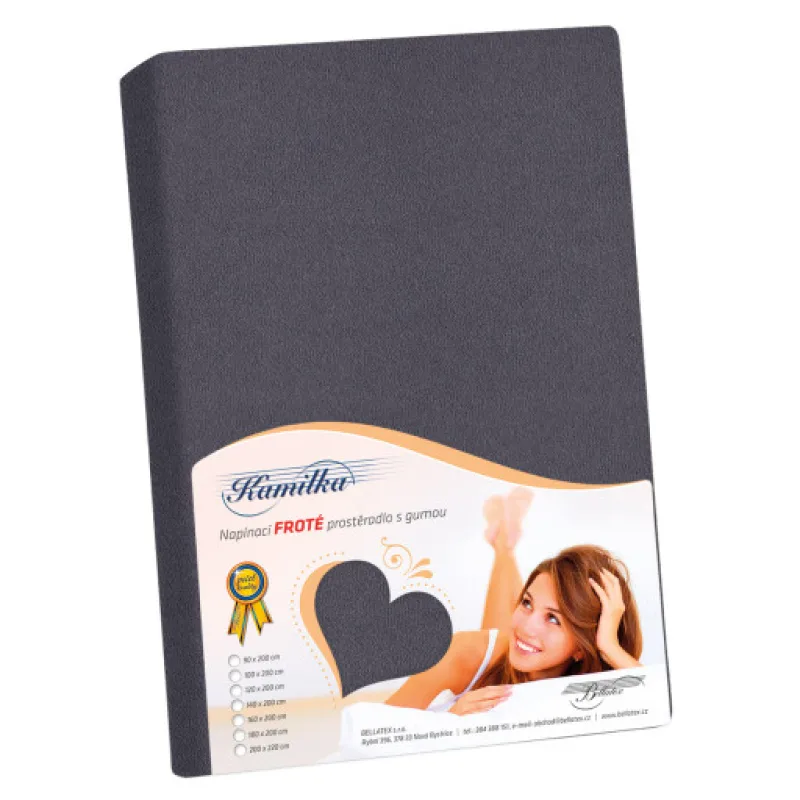 Bellatex Prostěradlo froté, grafitové - 90x200 cm