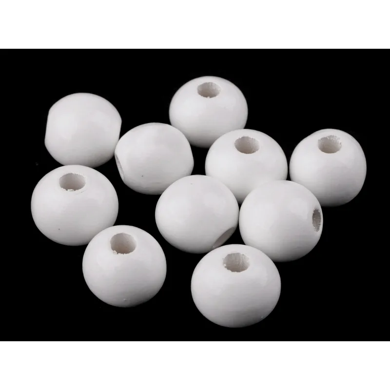 Drevená korálka lakovaná Ø25 mm - biela