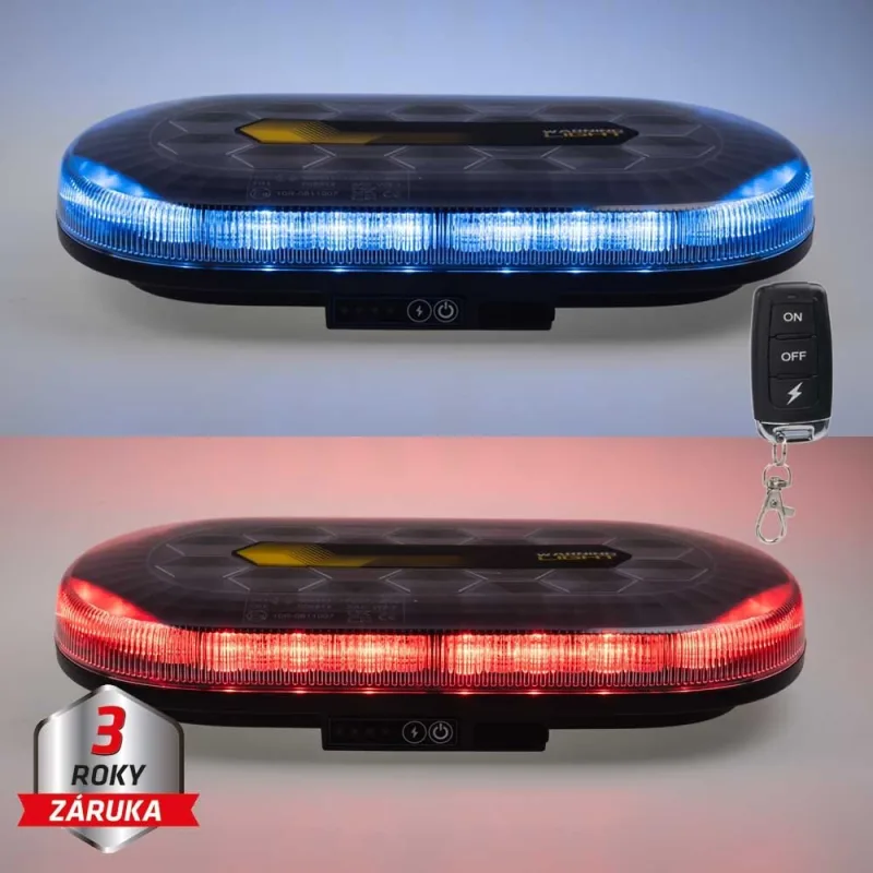 AKU LED rampa modrá/červená, 48xLED, magnet, 328mm, ECE R65 R10 sre2-bat865brRE