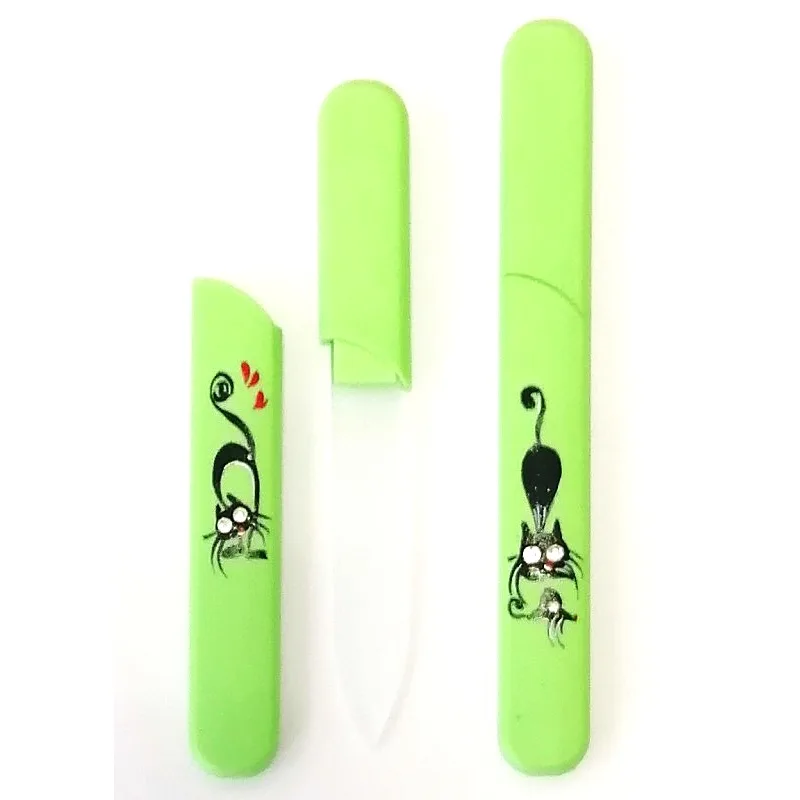 BOHEMIA CRYSTAL Sklenený pilník s krytkou Green - ručne maľovaný s kryštálmi Swarovski