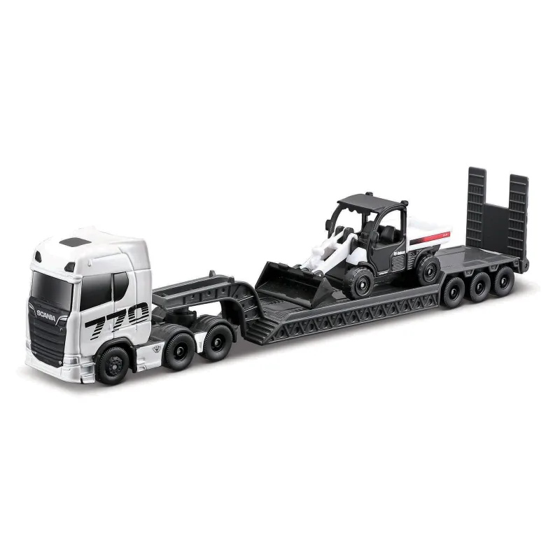 Maisto - Mini pracovné stroje, Sada veľkého ťahača, Scania 770S with Toolcat 5600 + Bucket