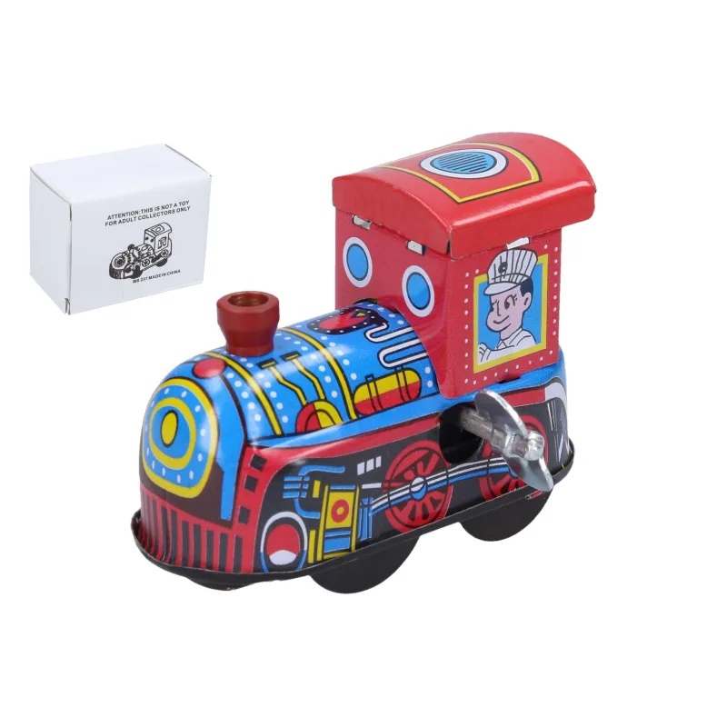 Wiky Mašinka/Lokomotíva kovová naťahovacia na kľúčik 6cm v krabičke 7x3x5cm