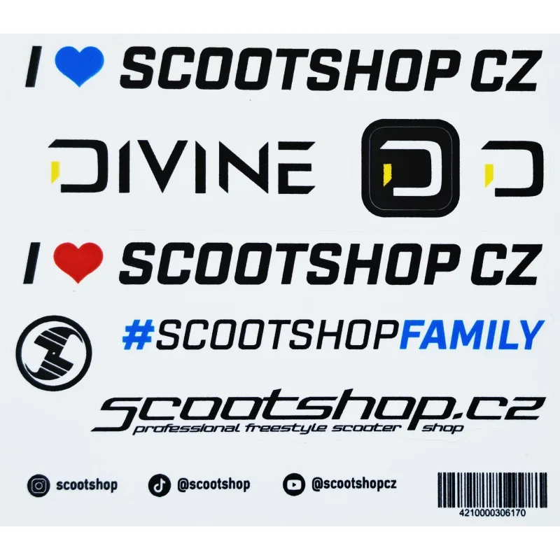 List samolepek Scootshop.cz X Divine S