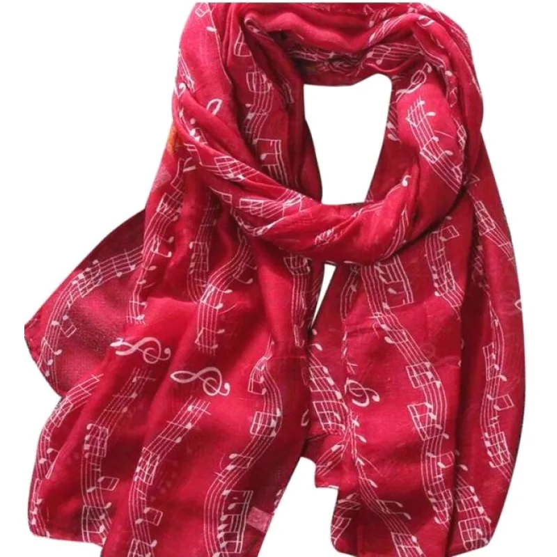 Vozar Šál - tunel s potiskem notové osnovy (červený)