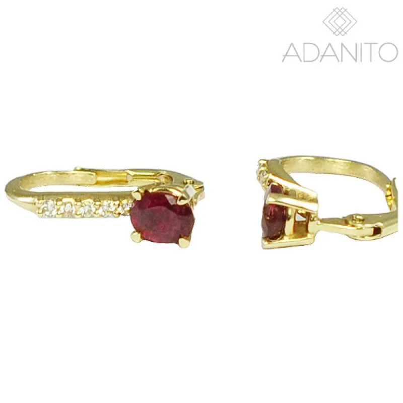 Zlaté briliantové náušnice s rubínom ADANITO ZSZ146