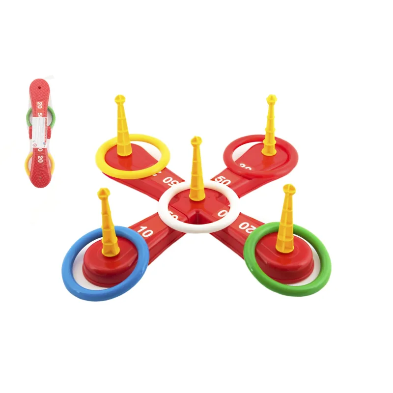 Teddies Hádzacia hra plast kríž s kruhmi v sieťke 46x12x8cm