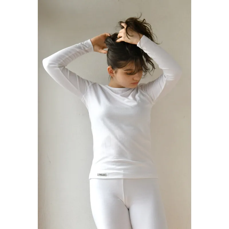 Detský termo nátelník - tričko s dlhým rukávom veľ. 158 až 176 - biela, 170 -176