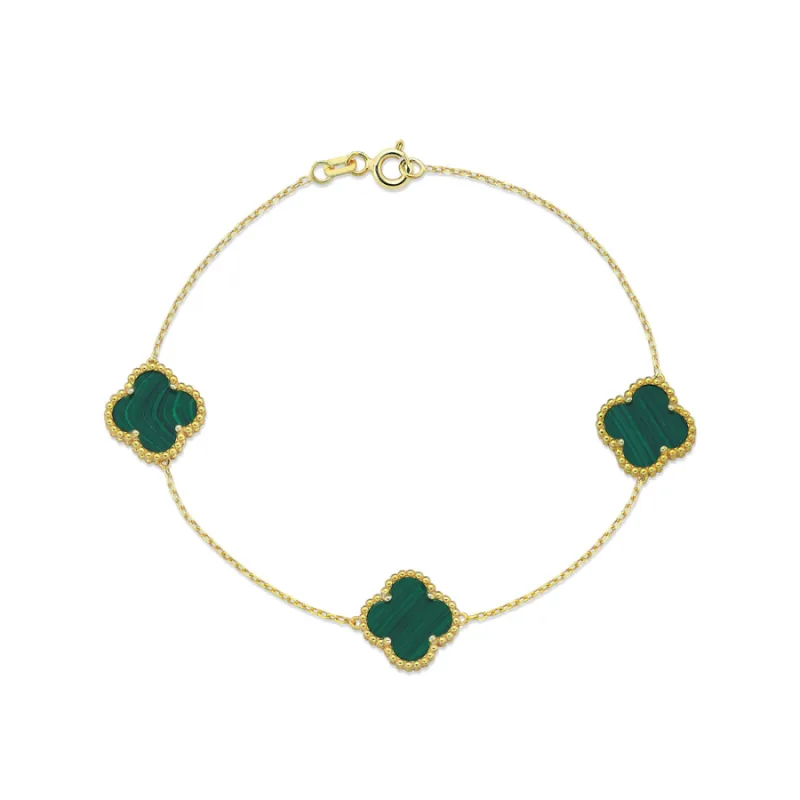 Zlatý náramok zelené štvorlístky JVD ZB0181XJ73, 18, 3.62 g