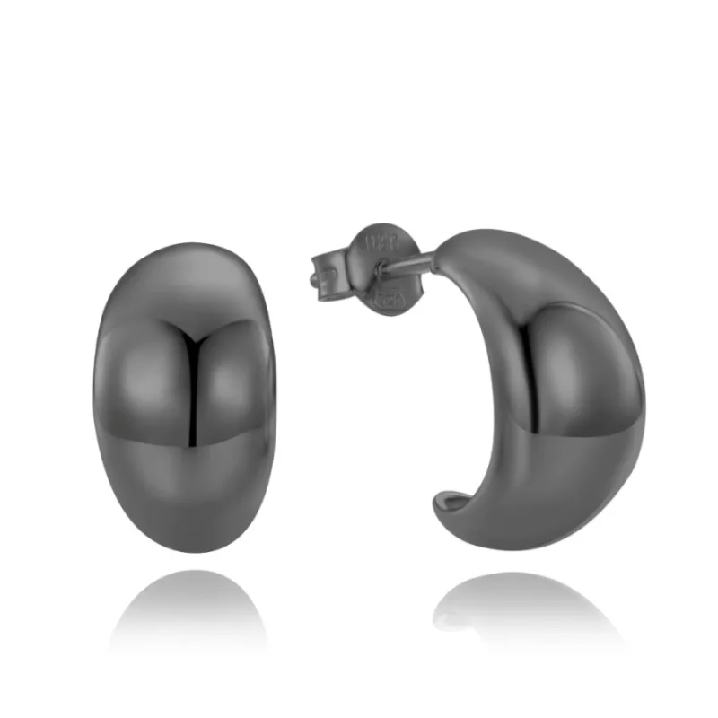 Moderné čierne ródiové náušnice so zahnutými kvapkami MINET JMAN0564BE00