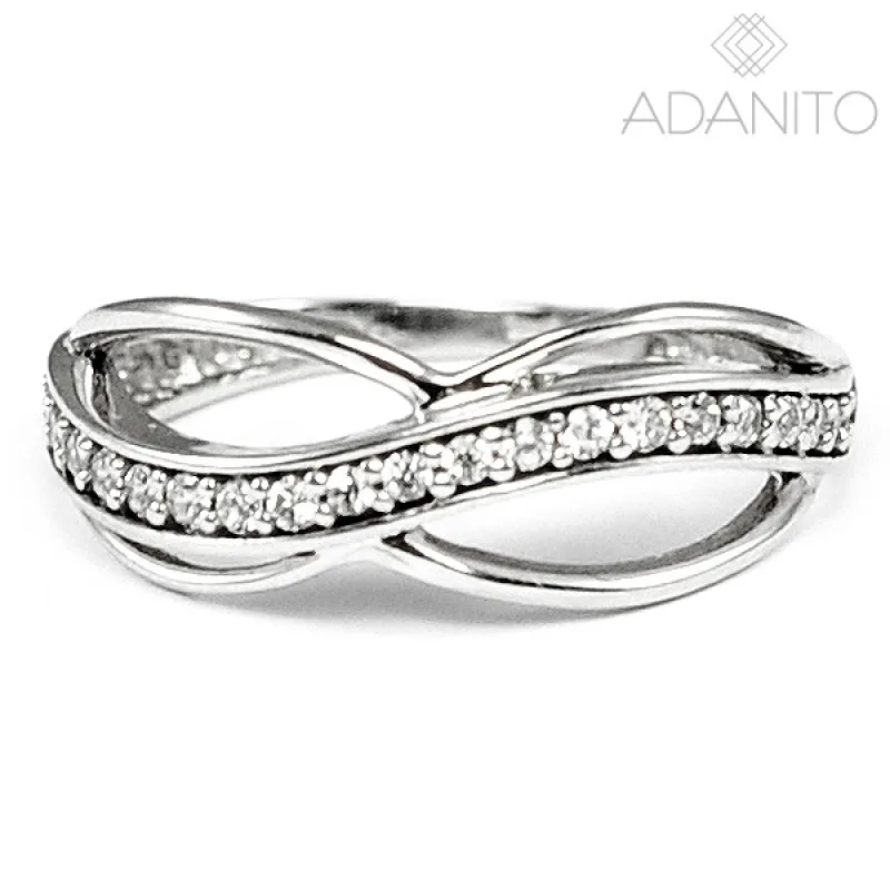 Zlatý prsteň z bieleho zlata so zirkónmi ADANITO BRR0968S