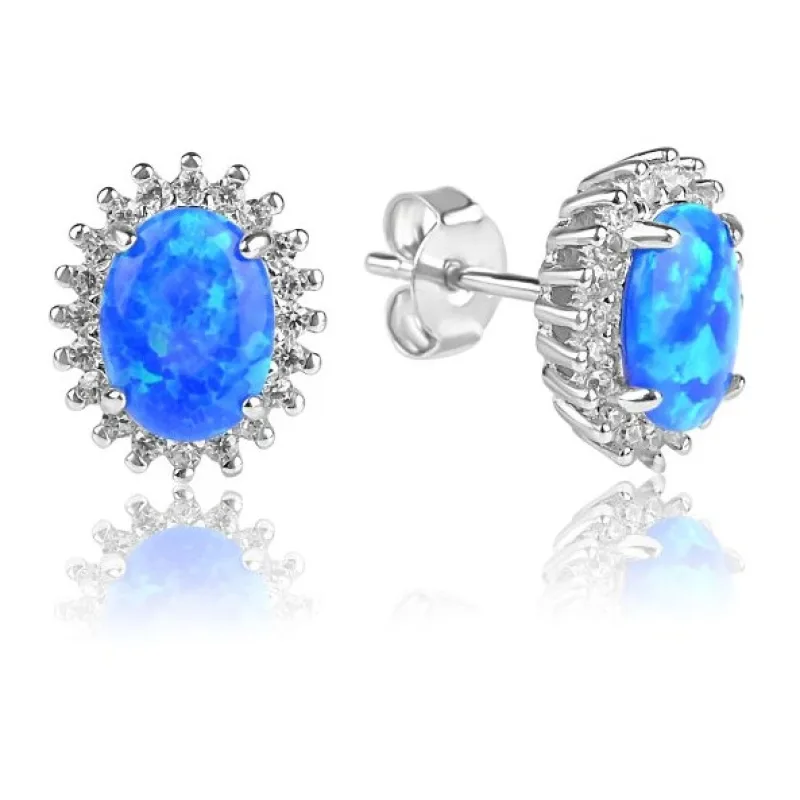 Strieborné opálové náušnice so zirkónmi MEUCCI SS379E