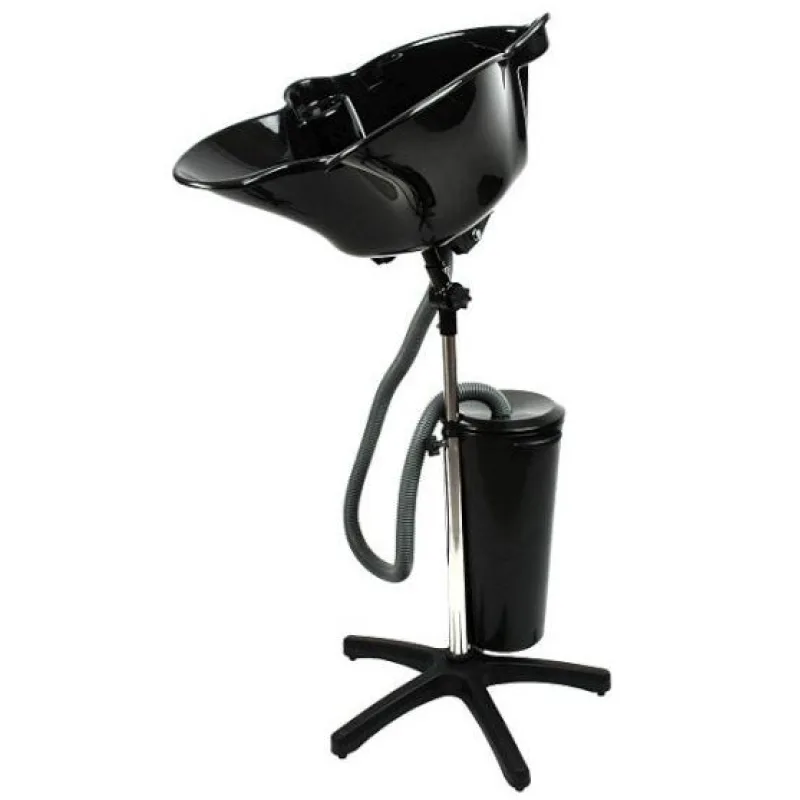 HAIRWAY Prenosná kadernícka umývacia misa na stojane s 10l nádržkou na vodu - čierna