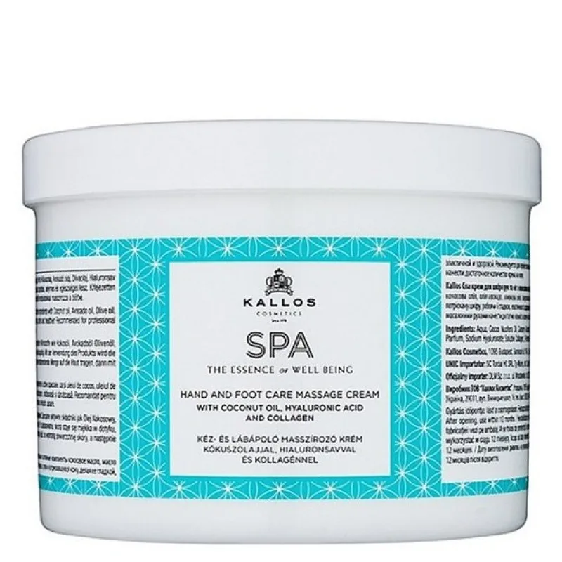 KALLOS SPA Hand And Foot Masage Cream 500ml - masážní krém na ruce a nohy