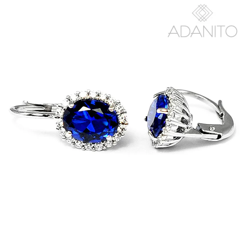 Zlaté náušnice s modrým kameňom a zirkónmi ADANITO BRN0886S