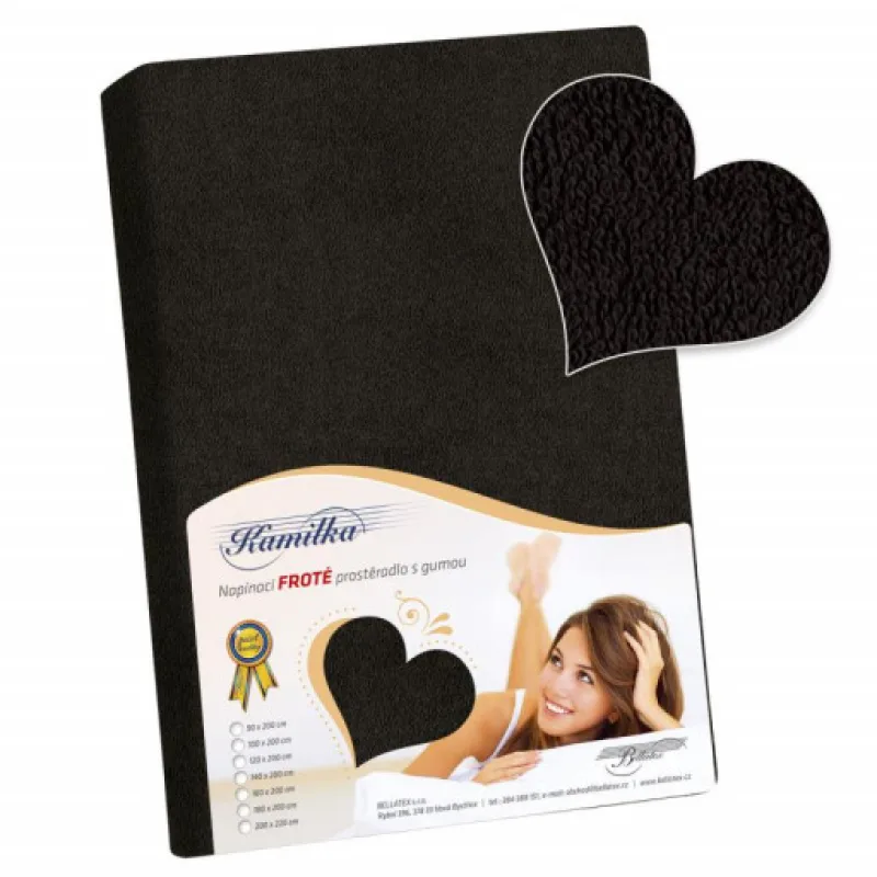 Bellatex Prostěradlo froté - černá - 180x200 cm