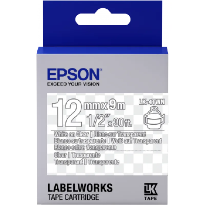 EPSON POKLADNÍ SYSTÉMY Epson Label Cartridge Transparent LK-4TWN Transparent White/transparent 12mm (9m) C53S654013