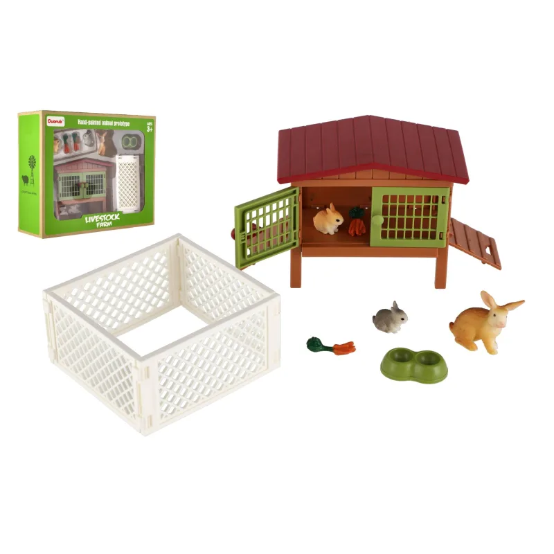 Teddies Králikáreň s výbehom plast s doplnkami v krabici 23x19x8cm