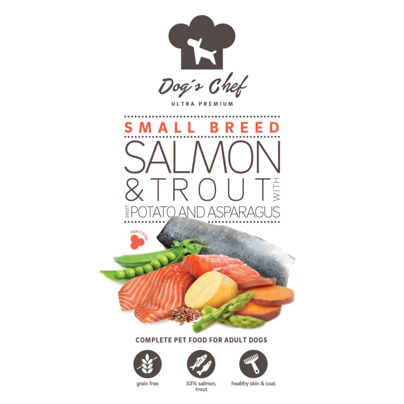 Dog's Chef Dog’s Chef SALMON & TROUT WITH SWEET POTATO AND ASPARAGUS Small Breed 2 kg