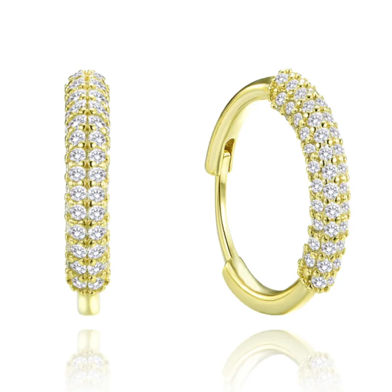 Luxusné pozlátené strieborné náušnice s bielymi zirkónmi MINET JMAN0617GE00