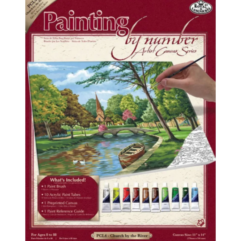 Royal Langnickel Malování podle čísel na plátno Kostel u řeky, 28x35 cm