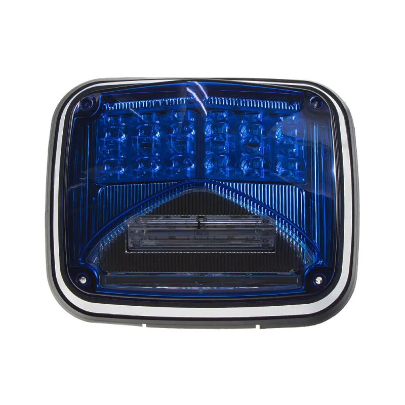 Výstražné LED světlo obdélníkové s přísvitem, 12-24V, modré, ECE R65 kf026blu