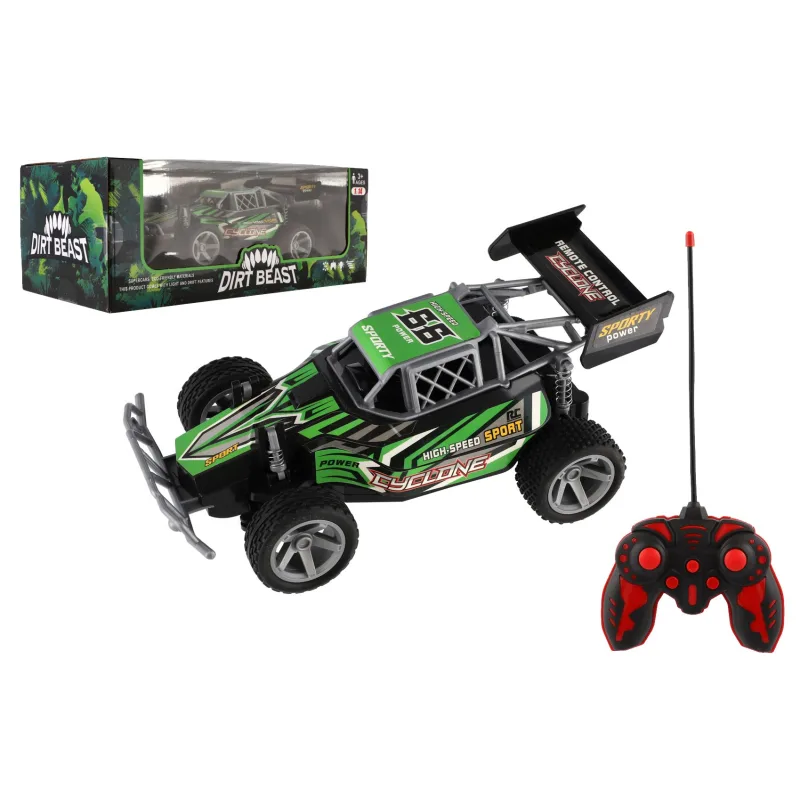Teddies Auto RC Buggy rýchlostné plastové 23cm 27MHz na batérie zelené v krabici 35x13,5x18cm