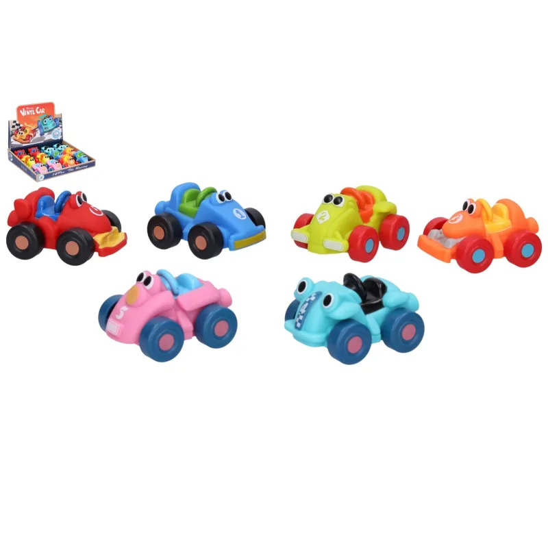 Wiky Auto/Formule závodní pro nejmenší měkký plast 8cm na volný chod 6 barev 12ks v boxu 18m+