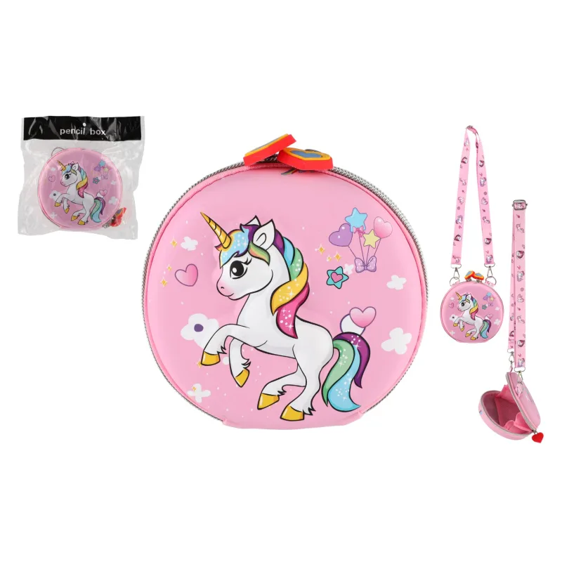 Teddies Kabelka / Peňaženka jednorožec detská so šnúrkou látka 14cm v sáčku