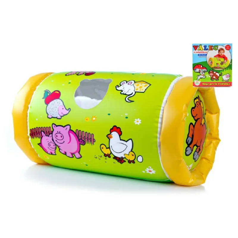 Teddies Valec s rolničkou nafukovací Moje prvé zvieratká 42x23cm v krabici 6m+ MPZ