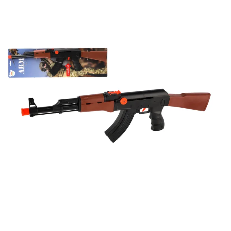 Teddies Pištoľ samopal ARMY plast 52cm na natiahnutie na karte 15,5x53x3cm