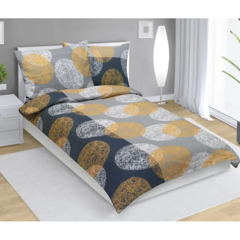 Bellatex Povlečení krepové, Šedooranžové koule - 140x220, 70x90 cm