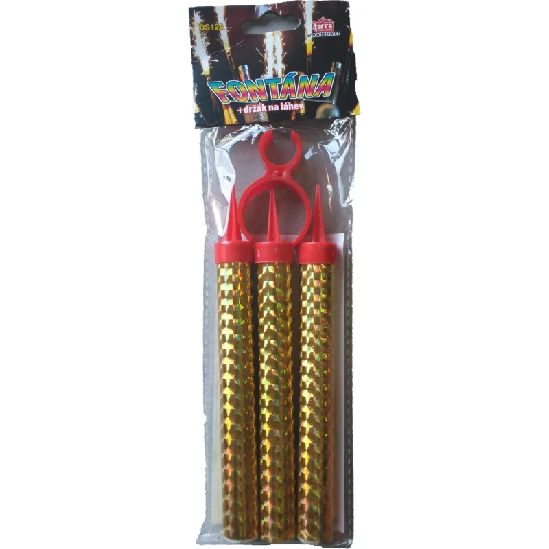 Rappa Fontána párty zlatá s držiakom na fľašu 40 sek 12 cm 3 ks