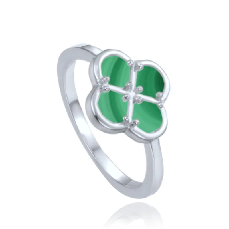 Strieborný prsteň ďatelina so zeleným malachitom MINET JMAS7058ZR, 56, 2.15 g