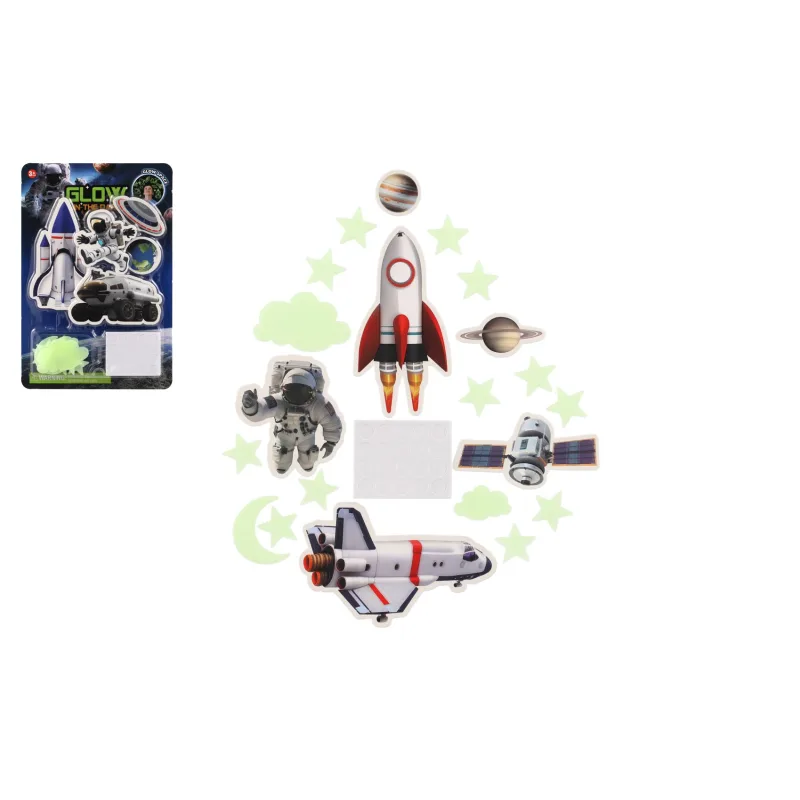 Teddies Vesmír na stenu/stop svietiaci v tme papier/plast 2 druhy na karte