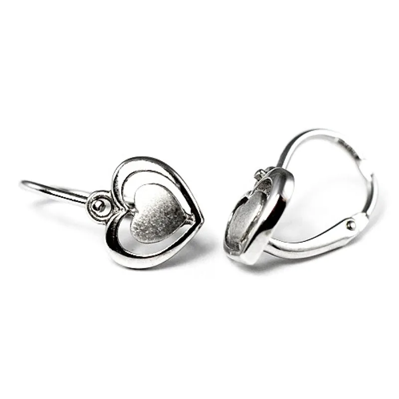 BR C1604-10-X-2 - Zlaté detské náušnice srdiečka z bieleho zlata 1.13 g