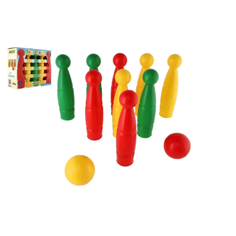 WADER Kuželky plast 24cm 9ks+2 loptičky v krabici