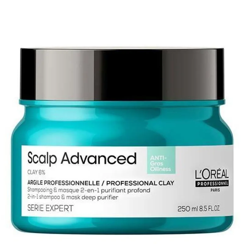 LOREAL L´ORÉAL Scalp Advanced Anti-Oiliness 2-in-1 Purifier Clay 250ml - maska 2v1 na mastné vlasy
