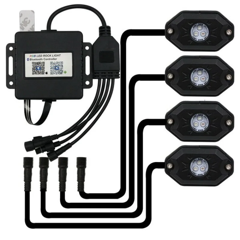 LED podsvětlení podvozku RGB 12-24V, Bluetooth, 12x3W ledrockrgb