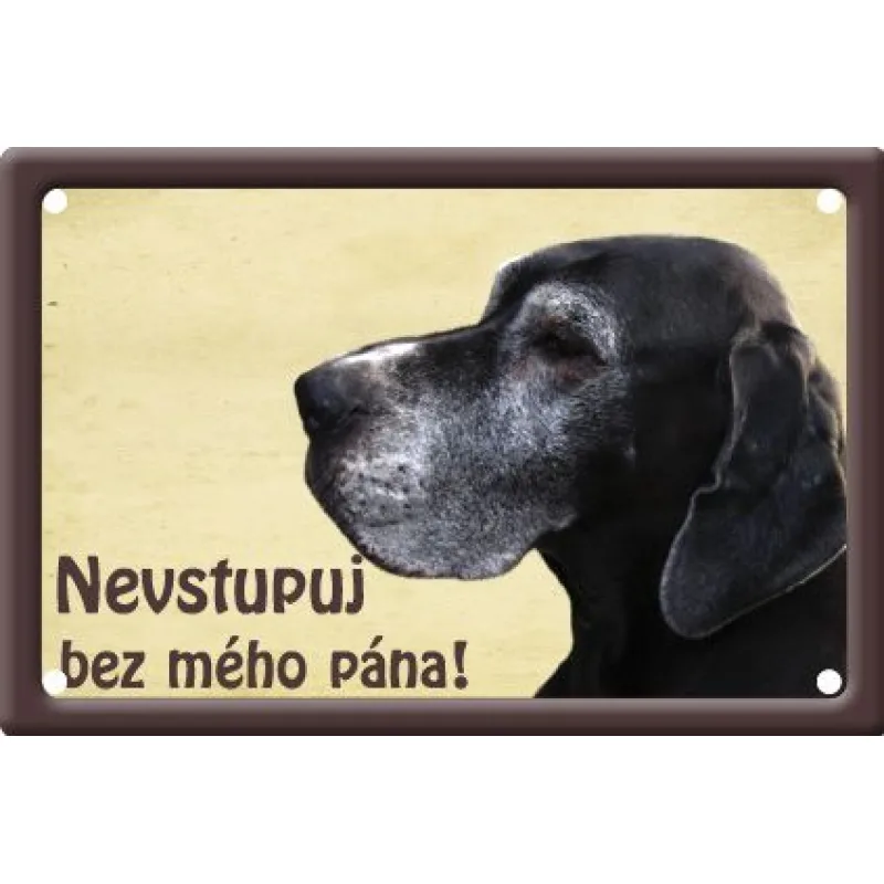 Plechová psí cedule, Německá doga tmavá, Nevstupuj bez mého pána!